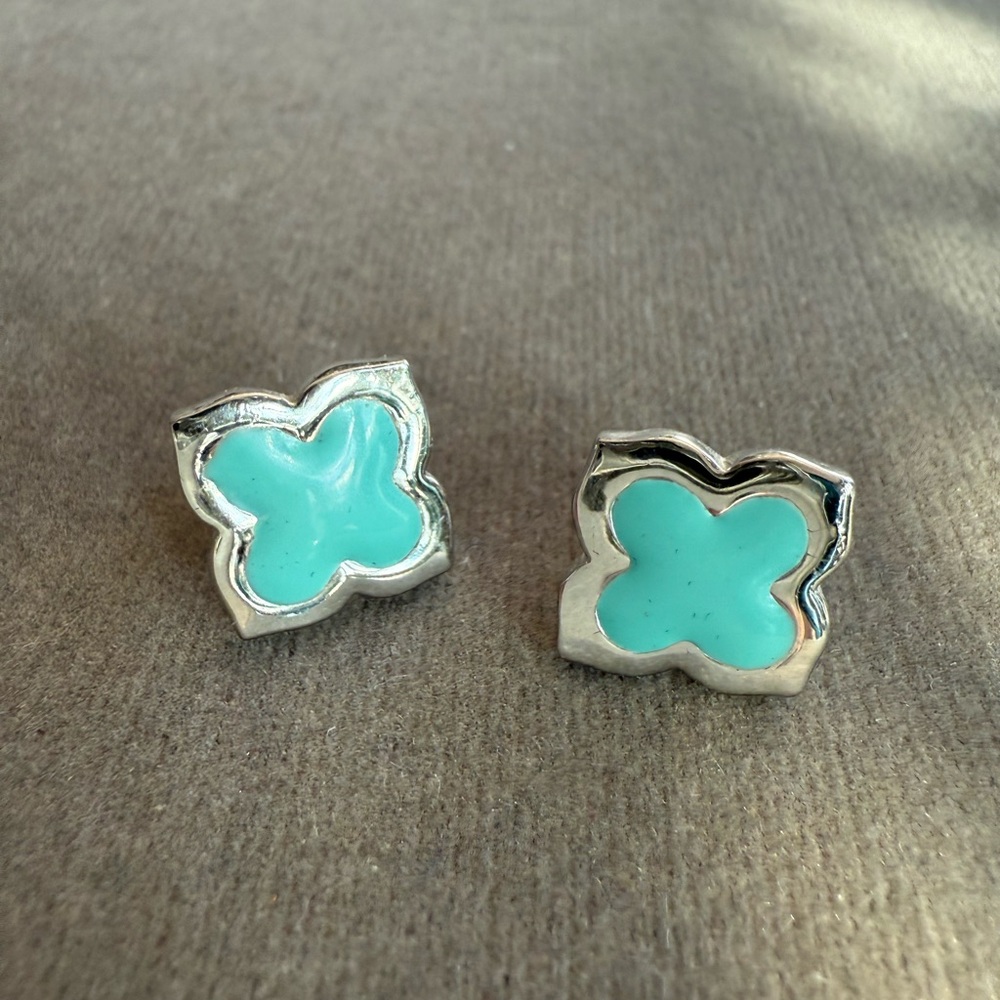 Turquoise color Clover Stud Earrings